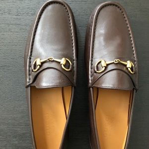 GUCCI Brown Leather Loafer; NEW IN BOX 373627